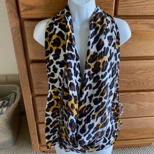 Large Handmade LEOPARD Scarf w/FRINGE * PAREO~Swim Cover-up~SHAWL * 54x43